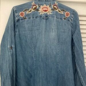 EXPRESS Floral Denim Shirt